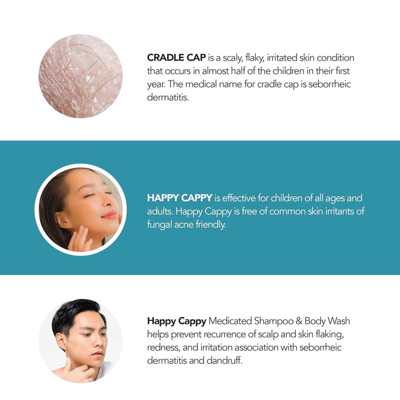 Happy Cappy Medicated Shampoo and Body Wash- Baby Dandruff Shampoo, Helps Cradle Cap and Seborrheic Dermatitis, Reduces Flakes and Redness, Dermatologist Tested, Fragrance-Free - 8 Fl Oz - Image 4